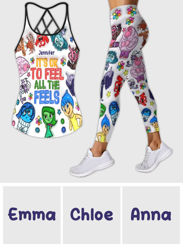 It's Ok To Feel All The Feels - Personalized Cross Tank Top and Leggings
