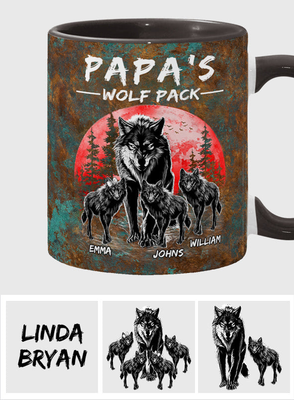 Grandpa's Wolf Pack - Personalized Father Accent Mug