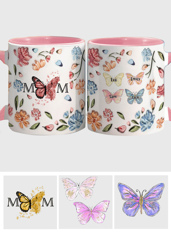 Mother Buttefly Pastel Floral Inflated - Personalized Mother Accent Mug