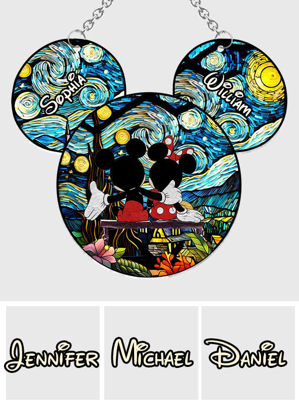 Romantic Mouse Couple - Personalized Mouse Window Hanging Suncatcher Ornament