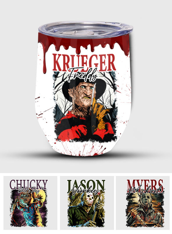Halloween Horror Characters - Personalized Wine Tumbler