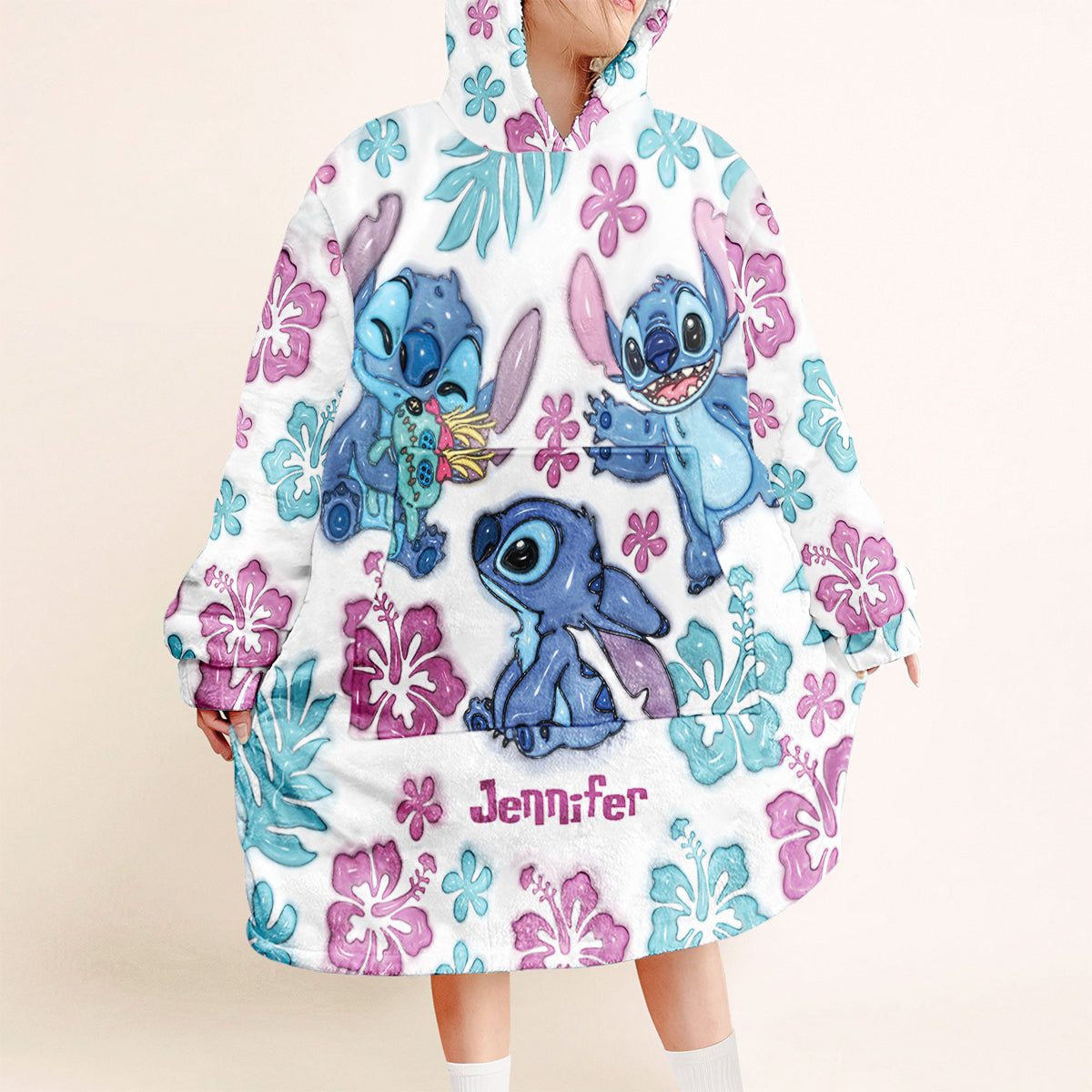 Blue Ohana - Personalized Ohana Blanket Hoodie