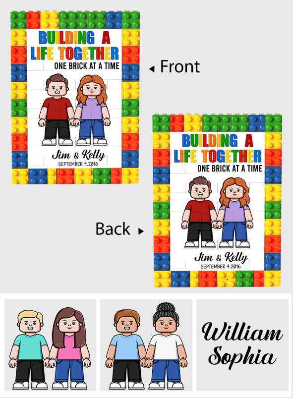 Building A Life Together - Personalized Couple Vertical Rectangle Building Brick Blocks Printed On Both Sides