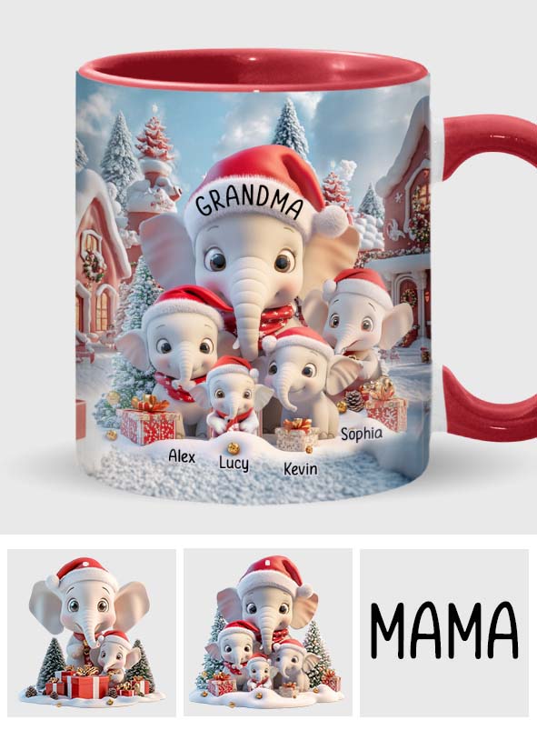 Any Title Cute Elephant - Personalized Grandma Accent Mug