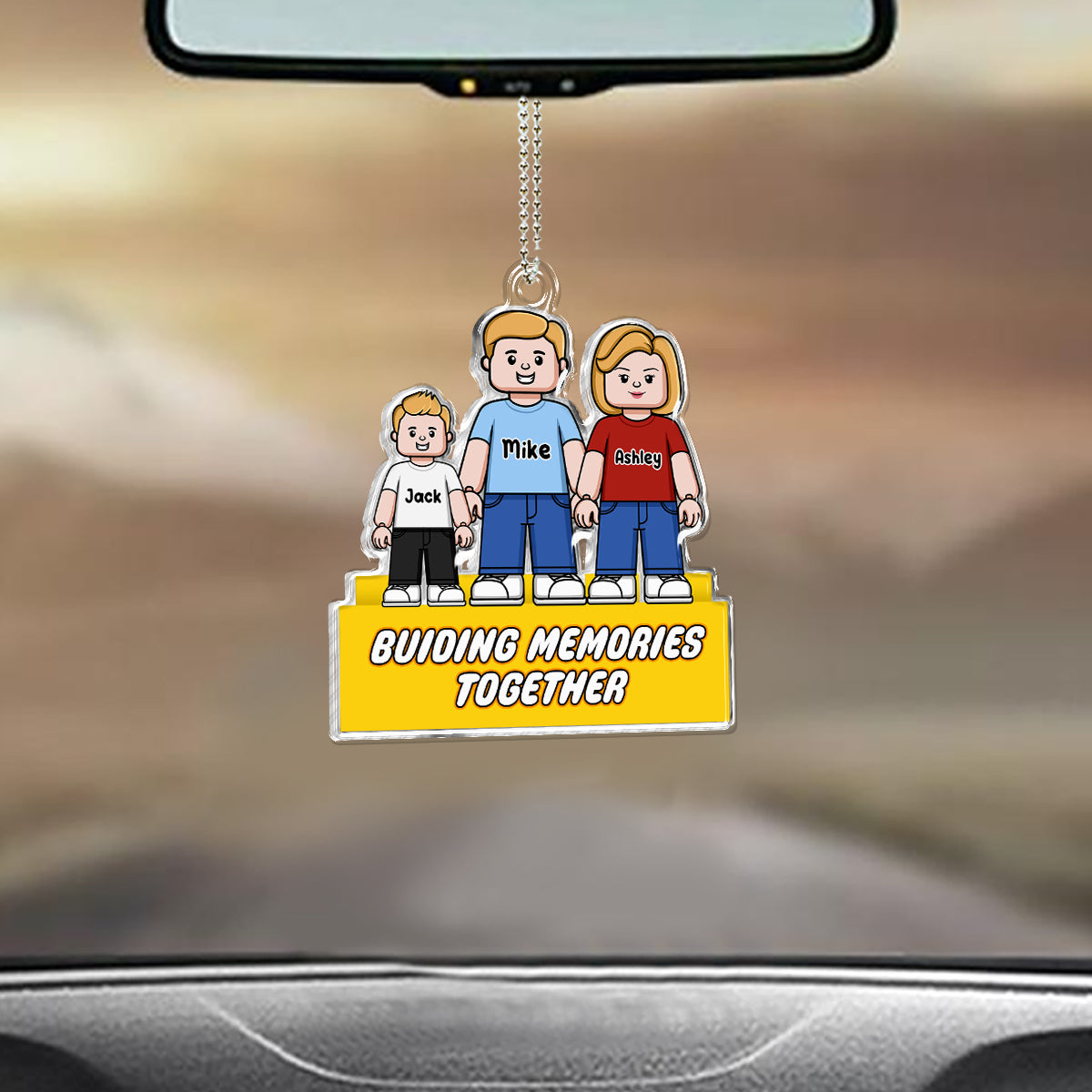 Buiding Memories Together - Personalized Family Custom Shaped Car Ornament