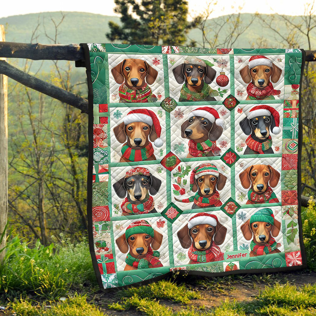 Beautiful Dachshunds Christmas - Personalized Dachshund Quilt