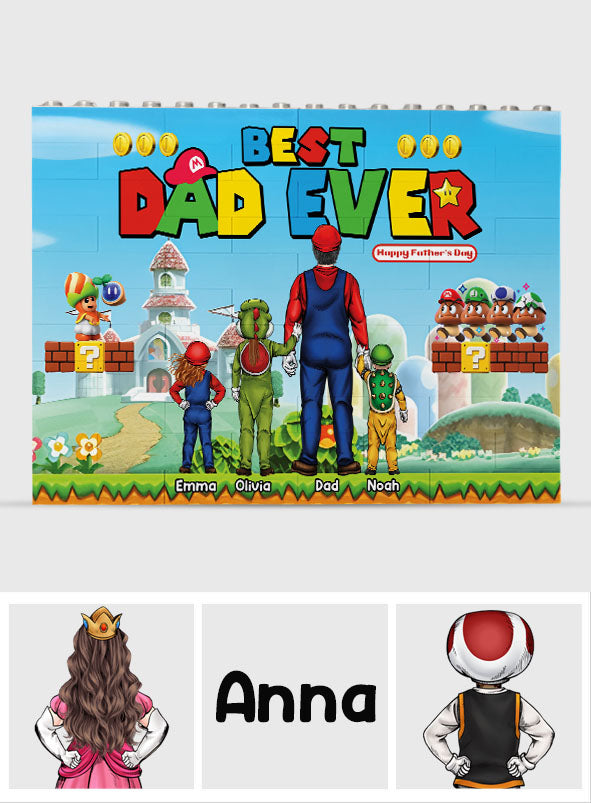 Best Super Dad Ever - Personalized Super Plumber One-sided Horizontal Rectangle Building Brick Blocks