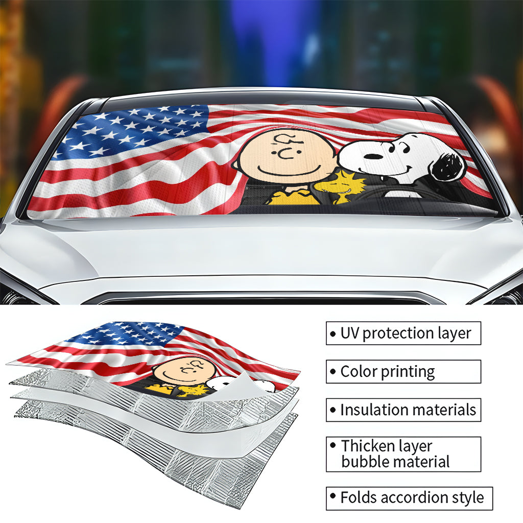 Best Friends U.S Flag - Car Sunshade