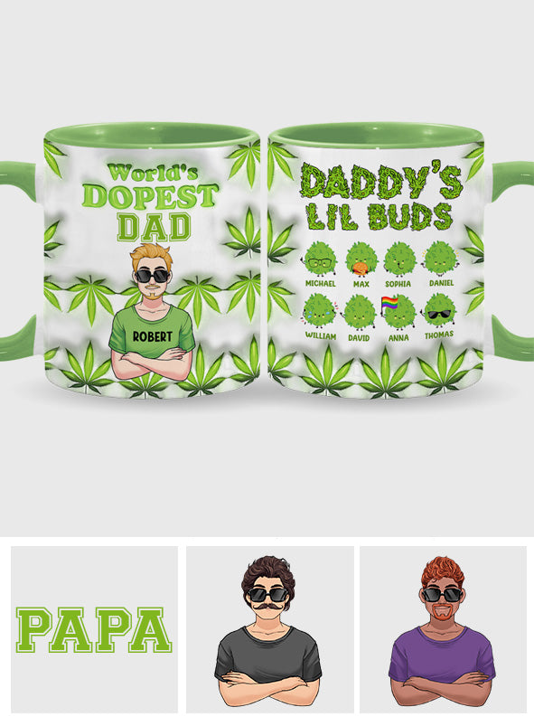 Daddy's Lil Buds World's Dopest Dad - Personalized Father Accent Mug