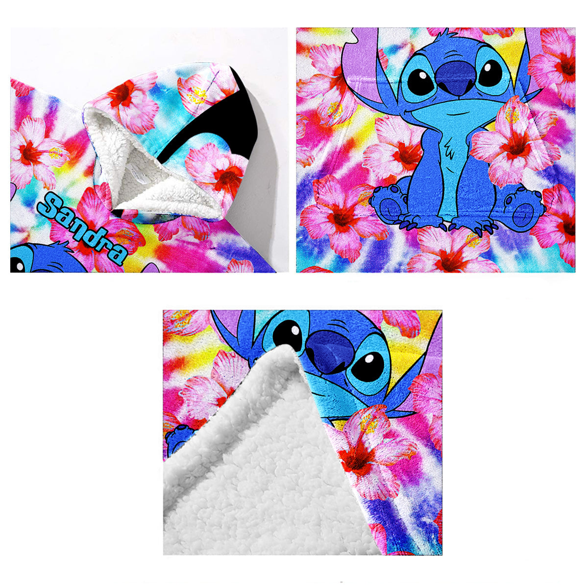 Stich Tie Dye - Personalized Ohana Blanket Hoodie