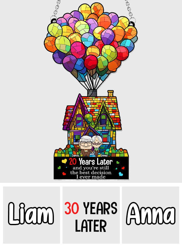 Happy Anniversary - Personalized Mouse Window Hanging Suncatcher Ornament