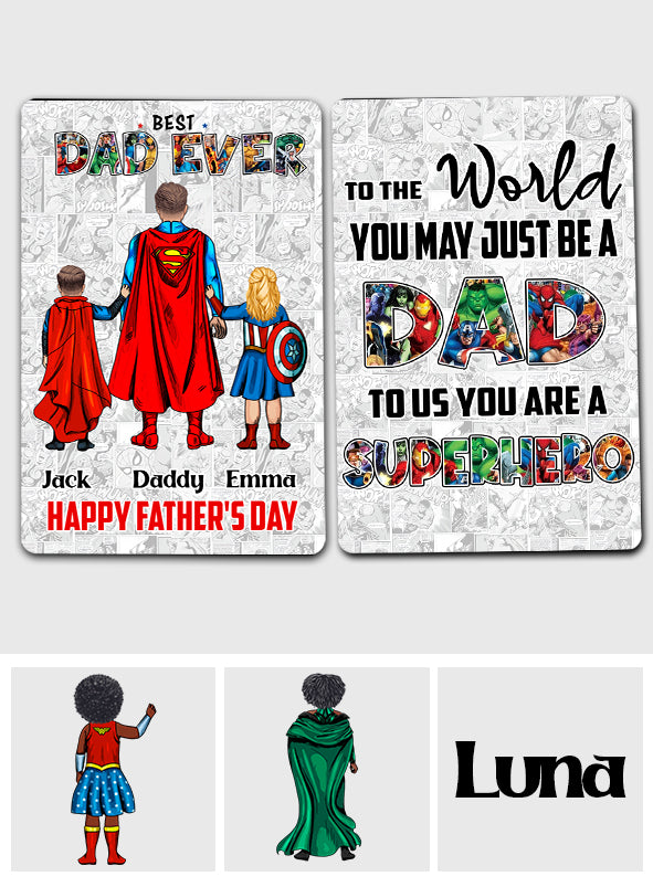 Best Super Dad Ever - Personalized Father Wallet Insert Card