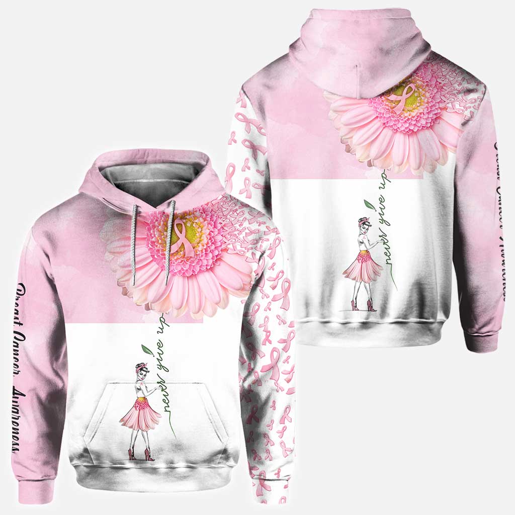 Never Give Up Breast Cancer Awareness All Over T-shirt and Hoodie