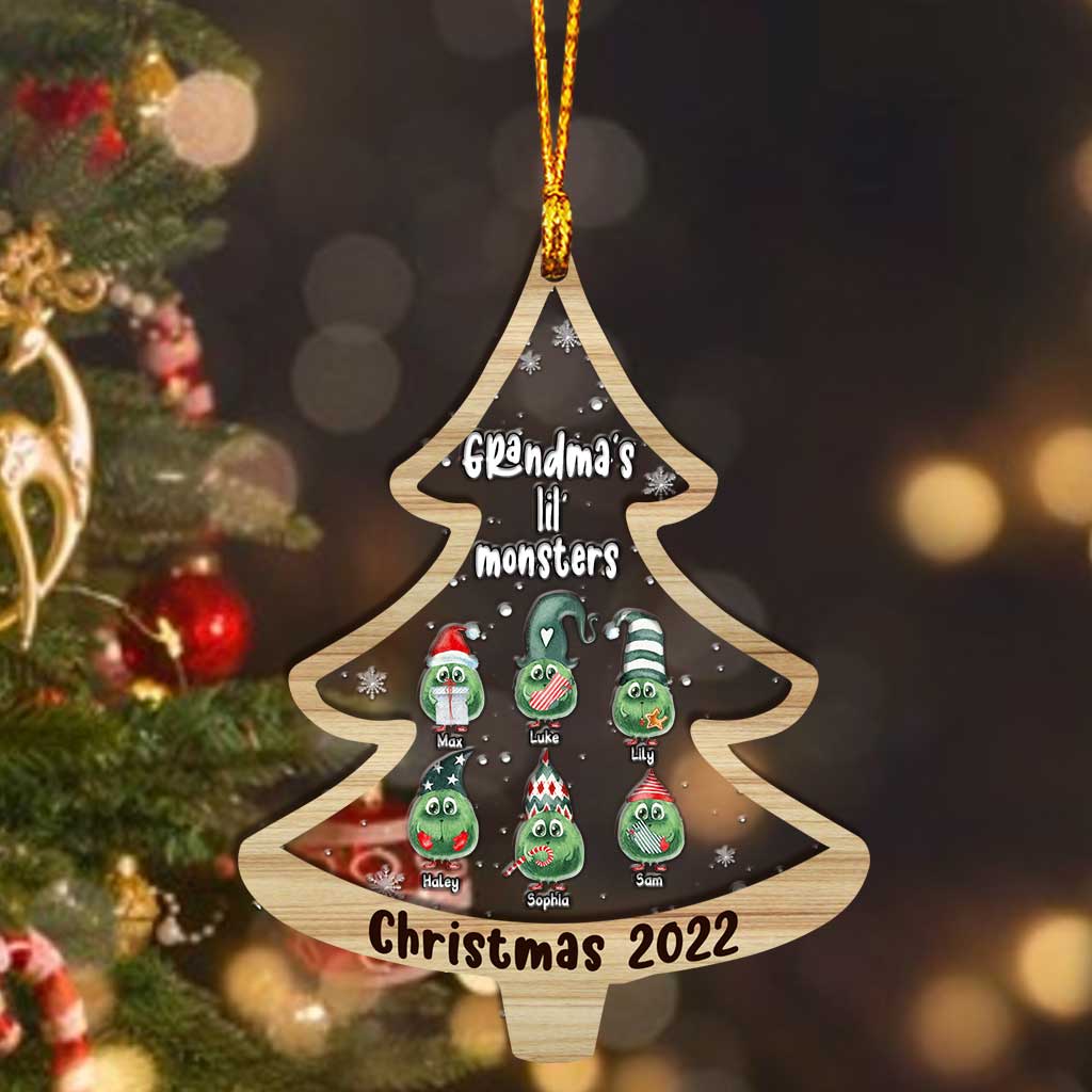 Grandma's Little Monsters - Personalized Christmas Grandma Layers Mix Ornament