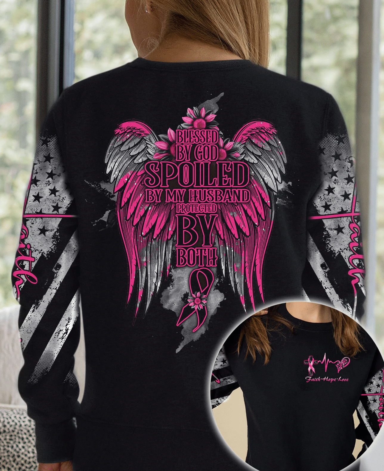 Blessed By God Breast Cancer - Breast Cancer Awareness All Over T-shirt and Hoodie 0822
