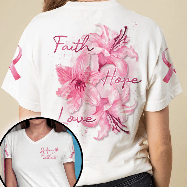 Faith Hope Love Lily Breast Cancer Awareness All Over T-shirt and Hoodie