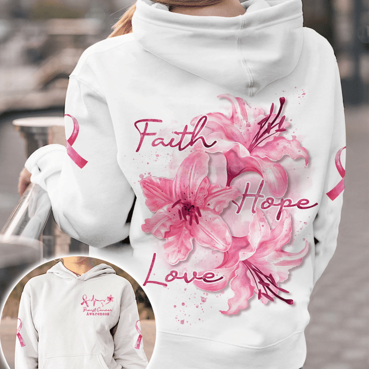 Faith Hope Love Lily Breast Cancer Awareness All Over T-shirt and Hoodie