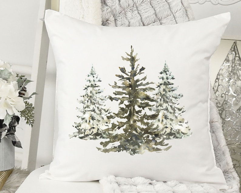 Winter Trees Minimalist Throw Pillow Christmas Throw Pillow 0924
