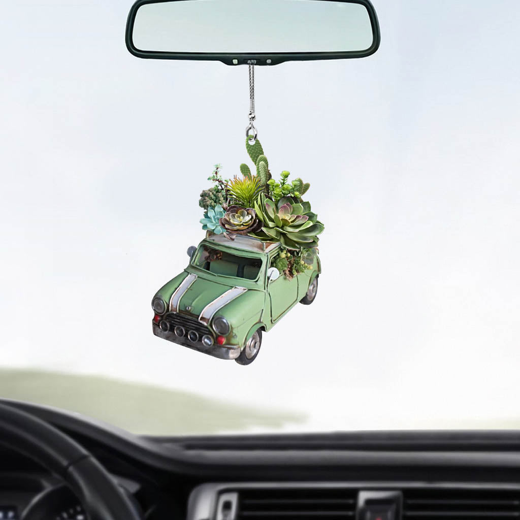Cactus 3D Pattern Print Car Ornament (Printed On Both Sides)