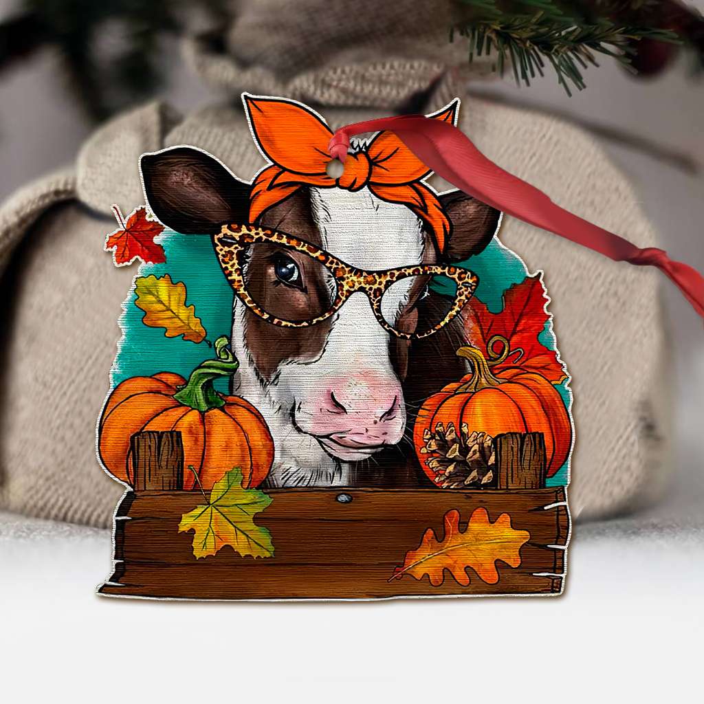 Heifer Pumpkin - Cow Ornament (Printed On Both Sides) 1022