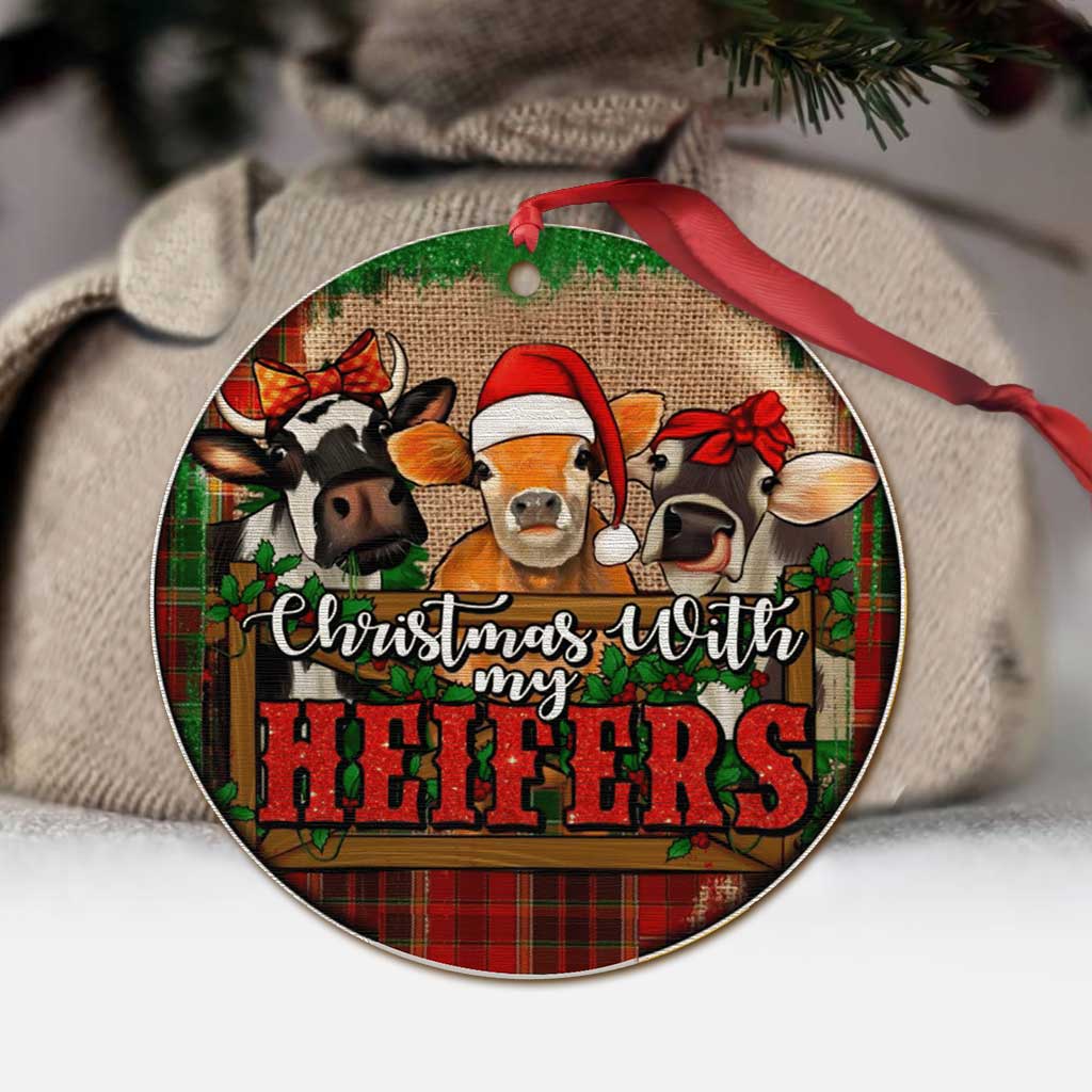 Christmas With My Heifer - Cow Ornament (Printed On Both Sides) 1022