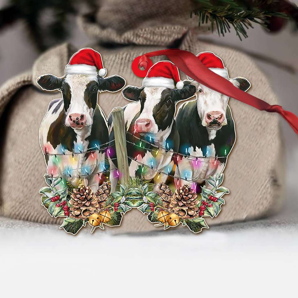 Cow And Pine Cones - Cow Ornament (Printed On Both Sides) 1122