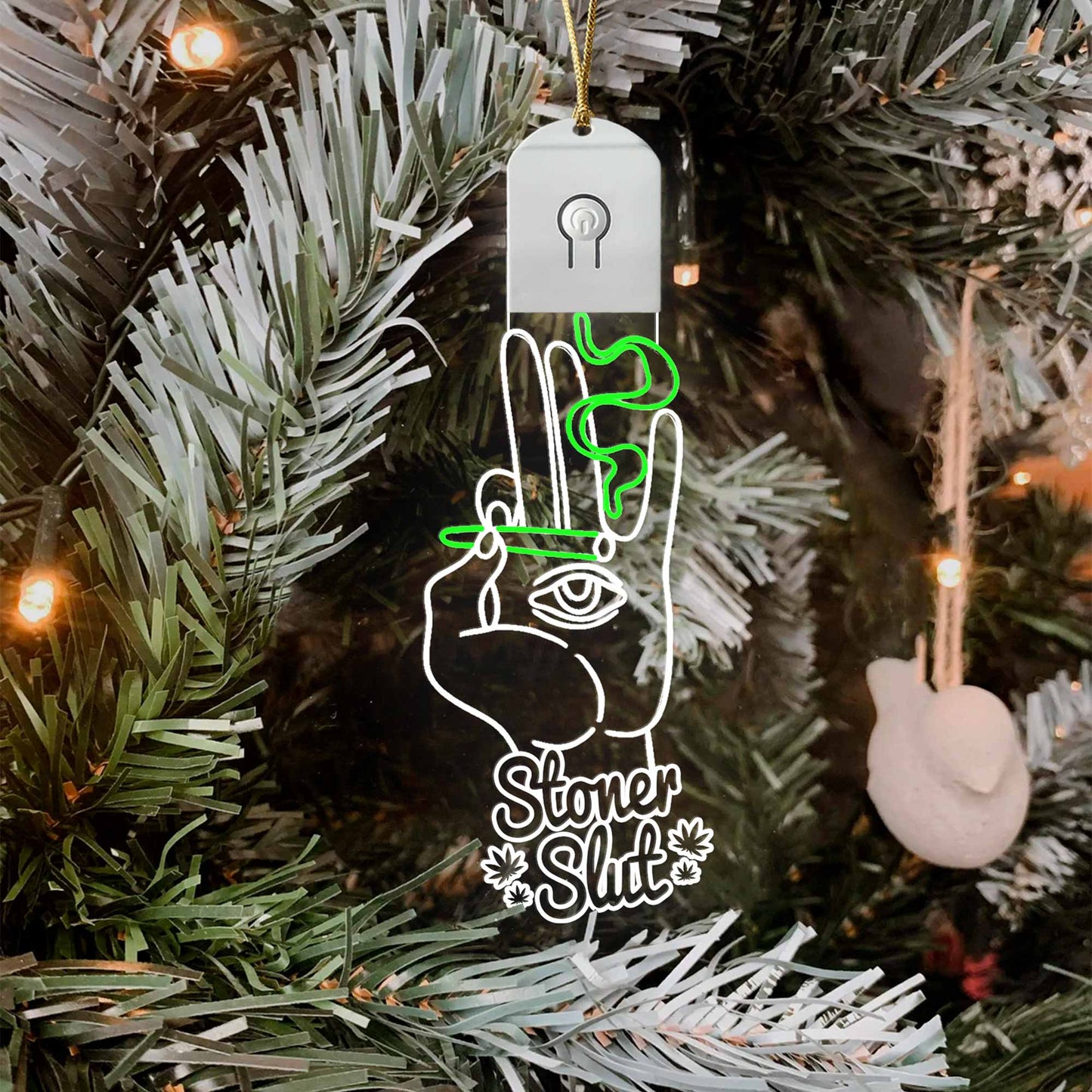 Get High Hot Pink - Christmas Weed Shaped Led Acrylic Ornament