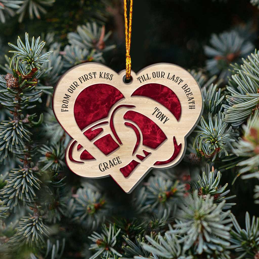 From Our First Kiss - Personalized Christmas Couple Layers Mix Ornament