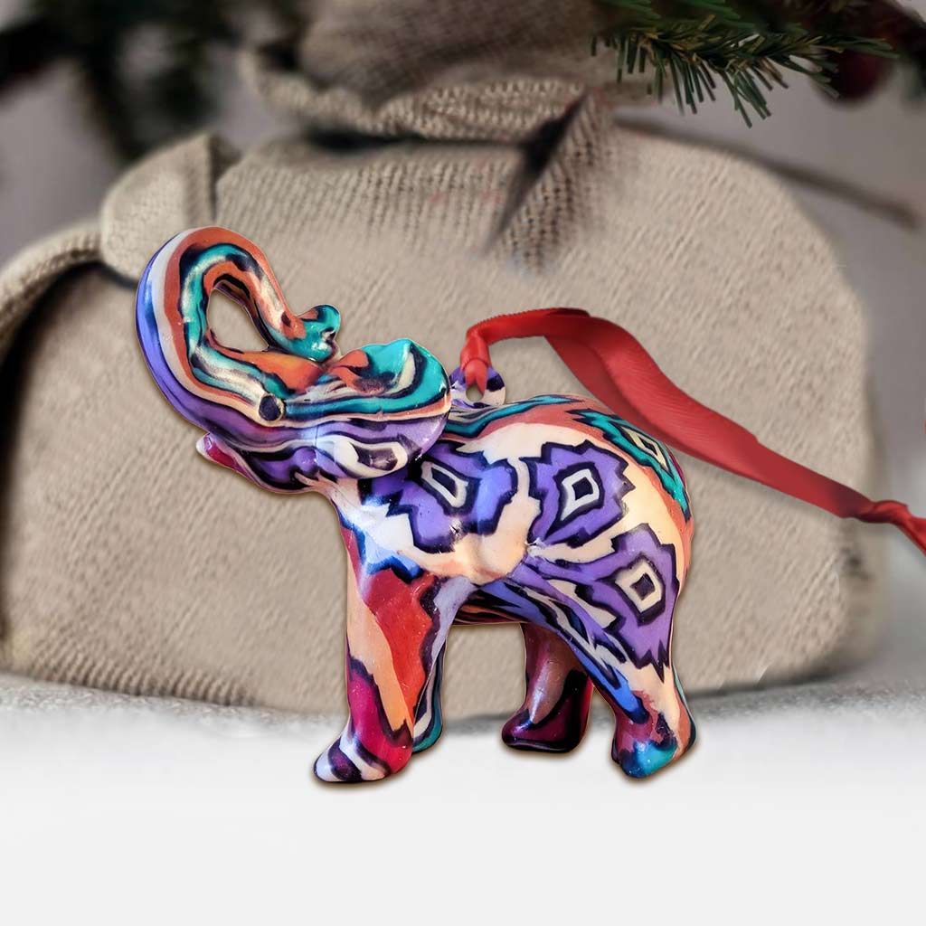 Colorful Elephant - Christmas Elephant Ornament (Printed On Both Sides)