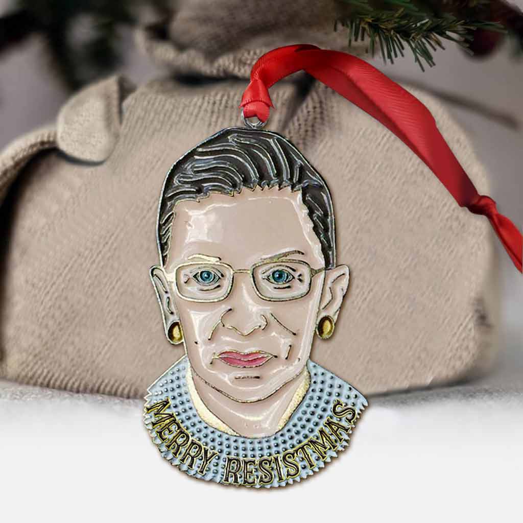 Merry Resistmas - Christmas Ruth Bader Ornament (Printed On Both Sides)