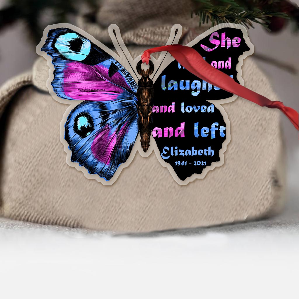 She Lived And Laughed - Personalized Christmas Memorial Transparent Ornament