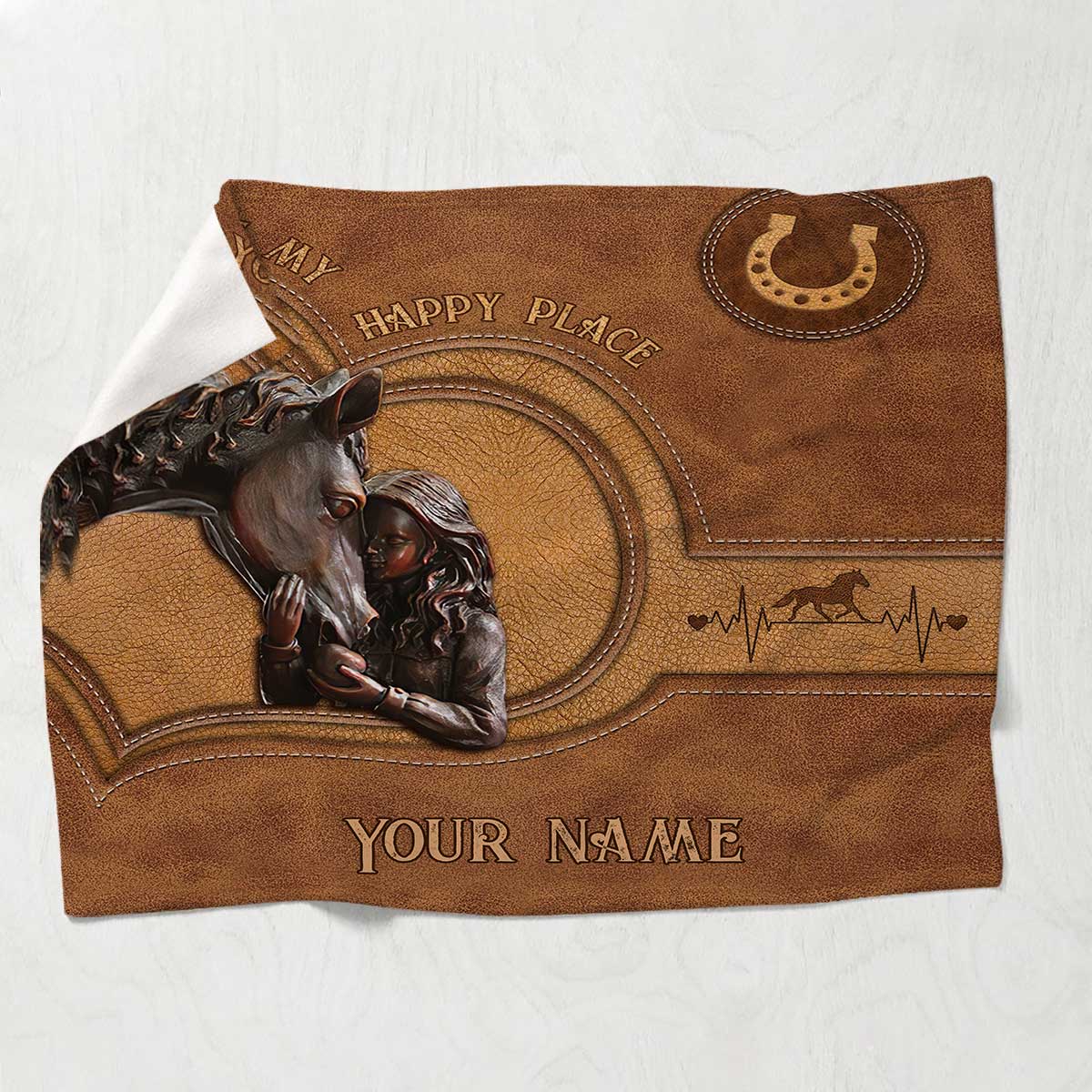 You're My Happy Place - Personalized Horse Blanket