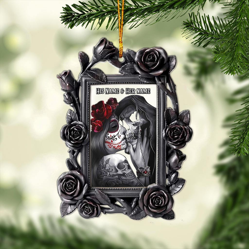 Love Roses - Personalized Christmas Skull Layers Mix Ornament