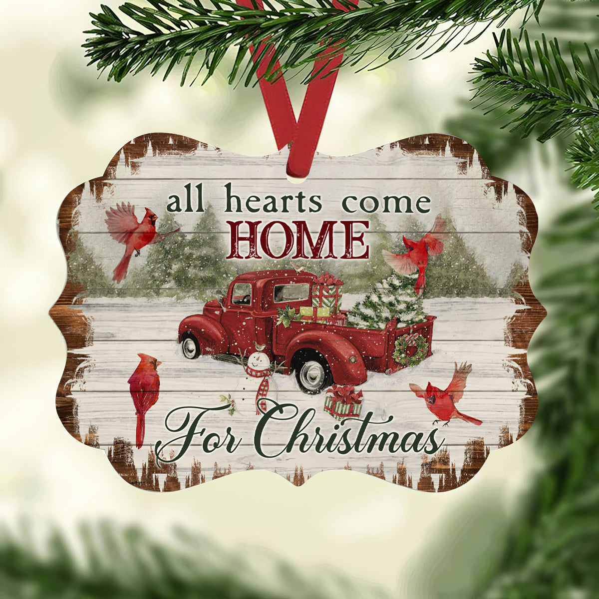Cardinal Birds All Hearts Come Home For Christmas - Memorial Ornament (Printed On Both Sides) 1022