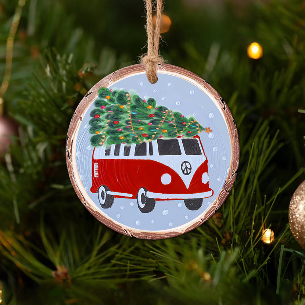 Hippie Van In Christmas - Hippie Ornament (Printed On Both Sides) 1122