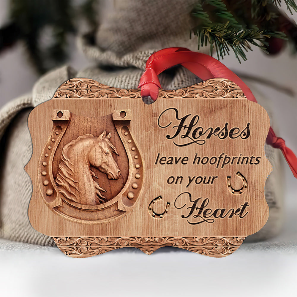 Horses Leave Hoofprints On Your Heart - Horse Ornament (Printed On Both Sides) 1022