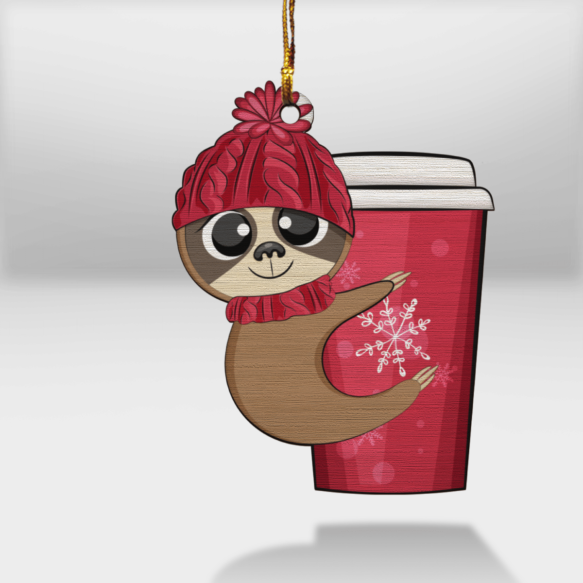 Baby Sloth Coffee - Sloth Ornament (Printed On Both Sides) 1022