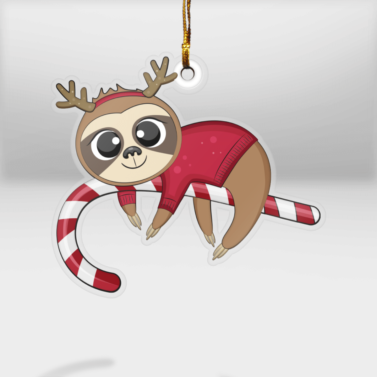 Sloth Candy Cane - Sloth Ornament (Printed On Both Sides) 1022