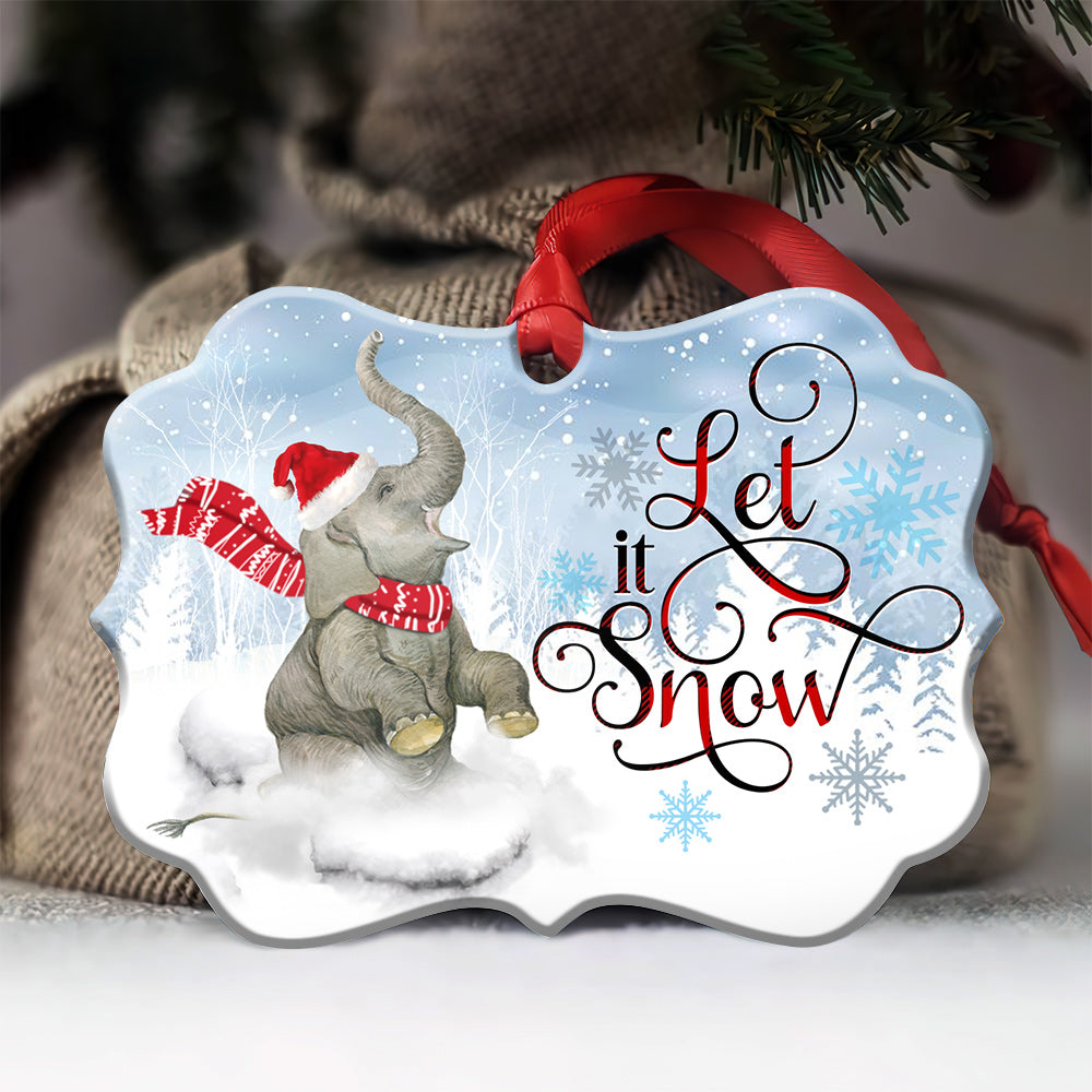 Elephant Let It Snow - Elephant Ornament (Printed On Both Sides) 1122