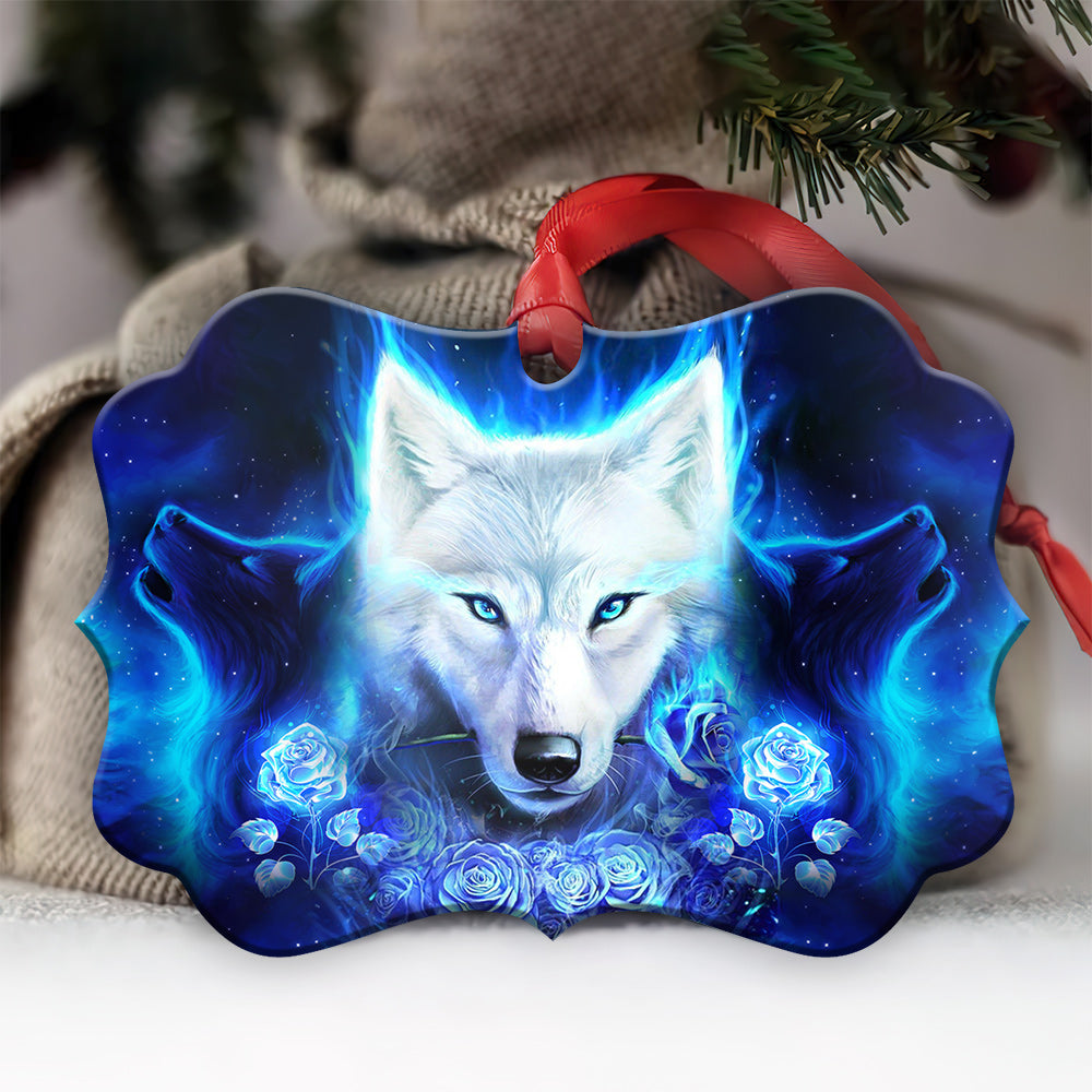 Wolf Blue Flame Wolf - Medallion Aluminium Ornament (Printed On Both Sides) 1122