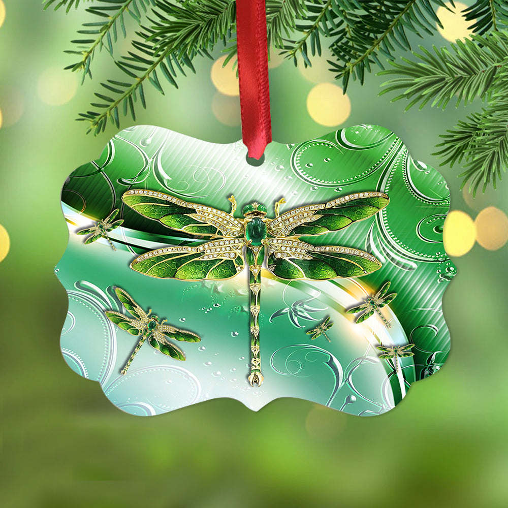 Dragonfly Emerald Style - Dragonfly Ornament (Printed On Both Sides) 1022