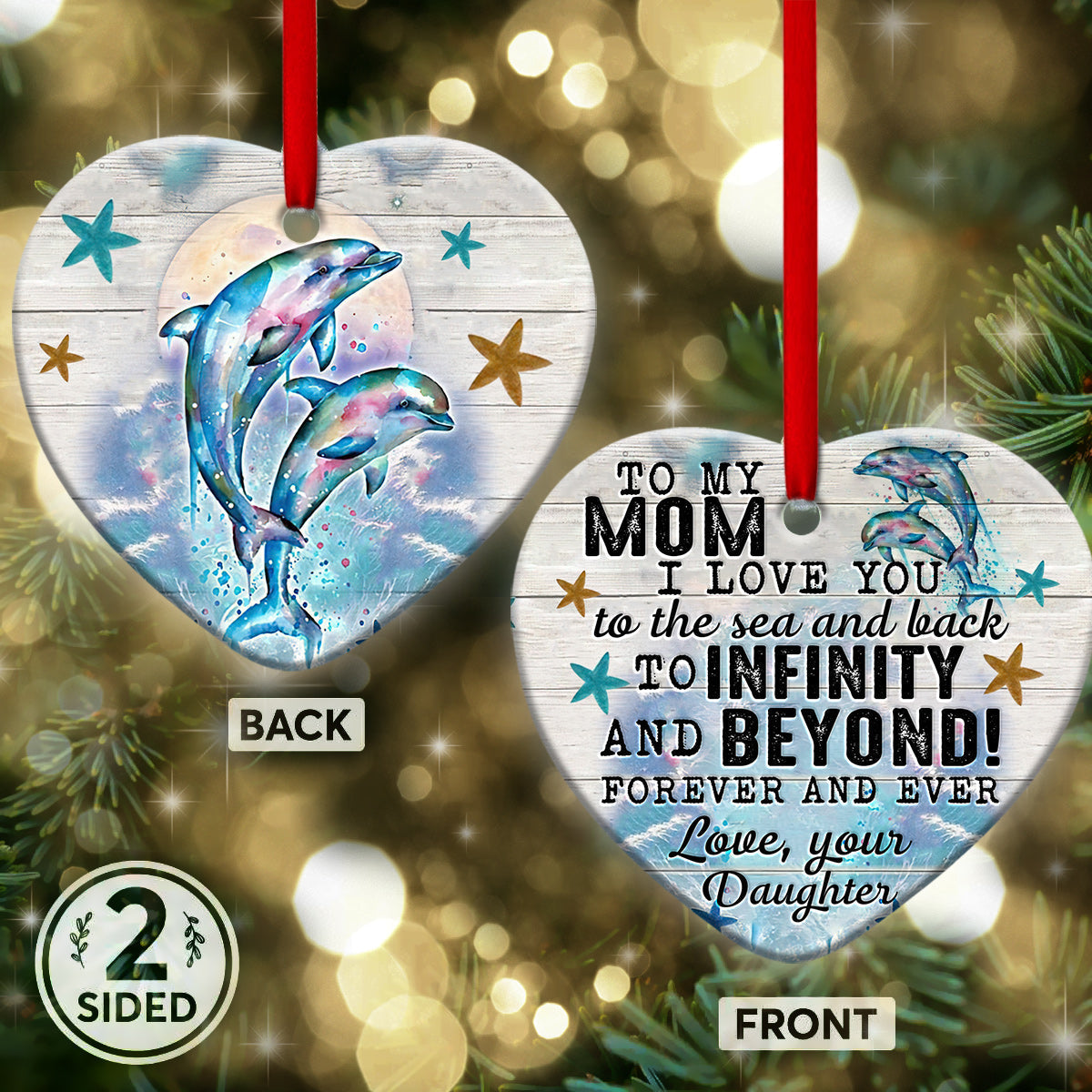Dolphin To My Mom I Love You - Dolphin Ornament (Printed On Both Sides) 1122