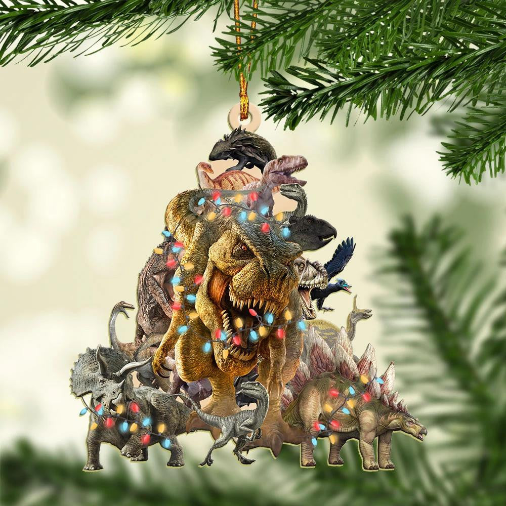 Trex Dinosaur Christmas Tree - Dinosaur Ornament (Printed On Both Sides) 1122