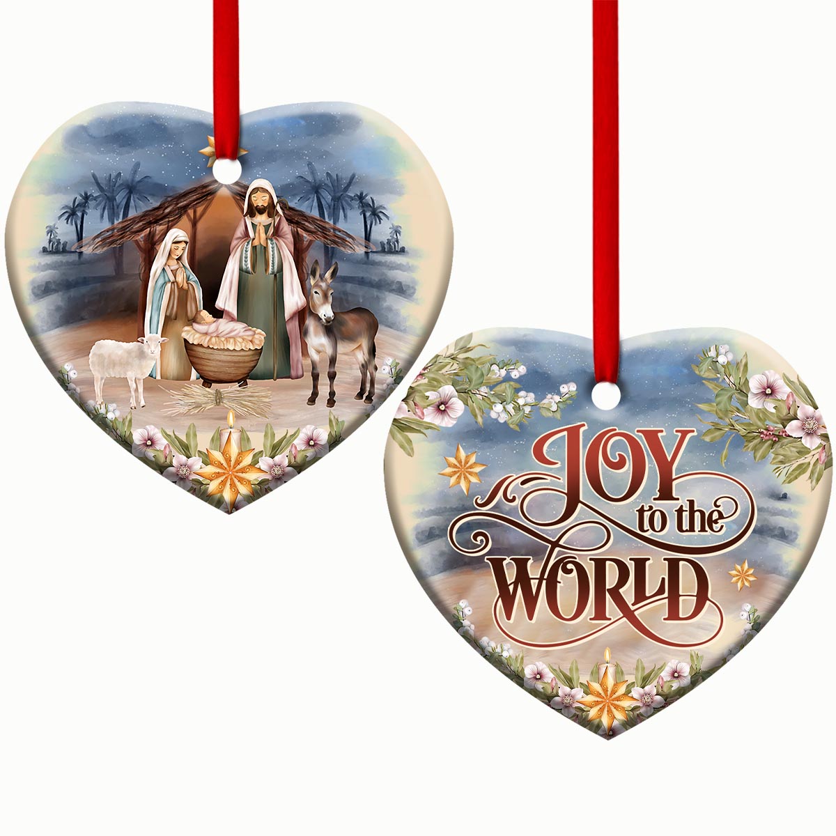 Joy To The World Christian - Heart Aluminium Ornament (Printed On Both Sides) 1122