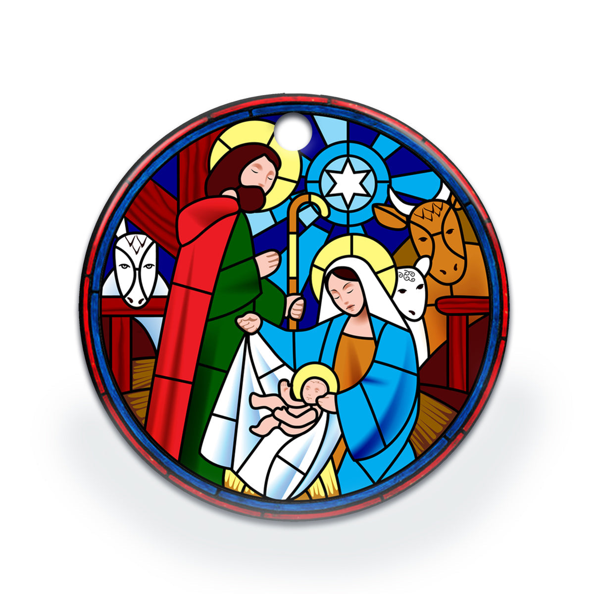 Nativity of Jesus Holy Night Christian - Round Aluminium Ornament (Printed On Both Sides) 1122