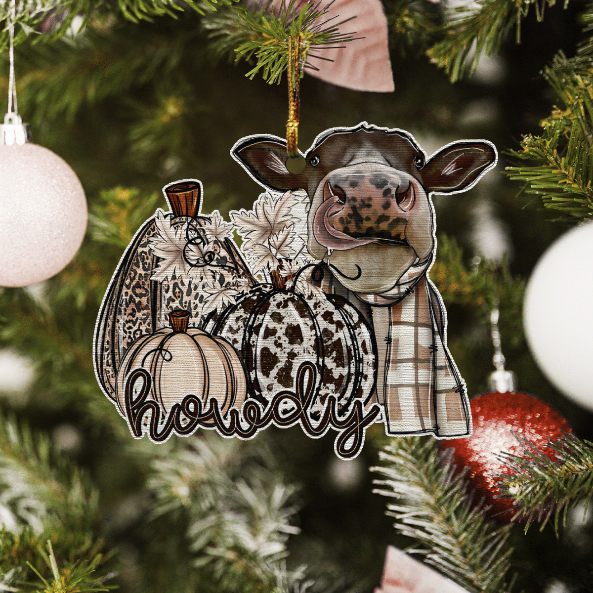 Heifer Howdy Pumpkin - Cow Ornament (Printed On Both Sides) 1022