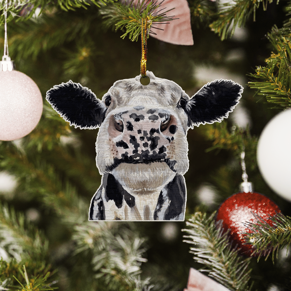 Funny Cow - Cow Ornament (Printed On Both Sides) 1022