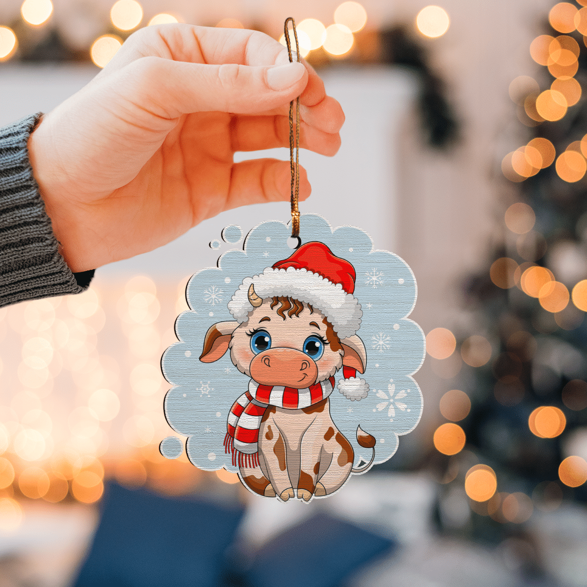 Cute Baby Cow - Cow Ornament (Printed On Both Sides) 1022