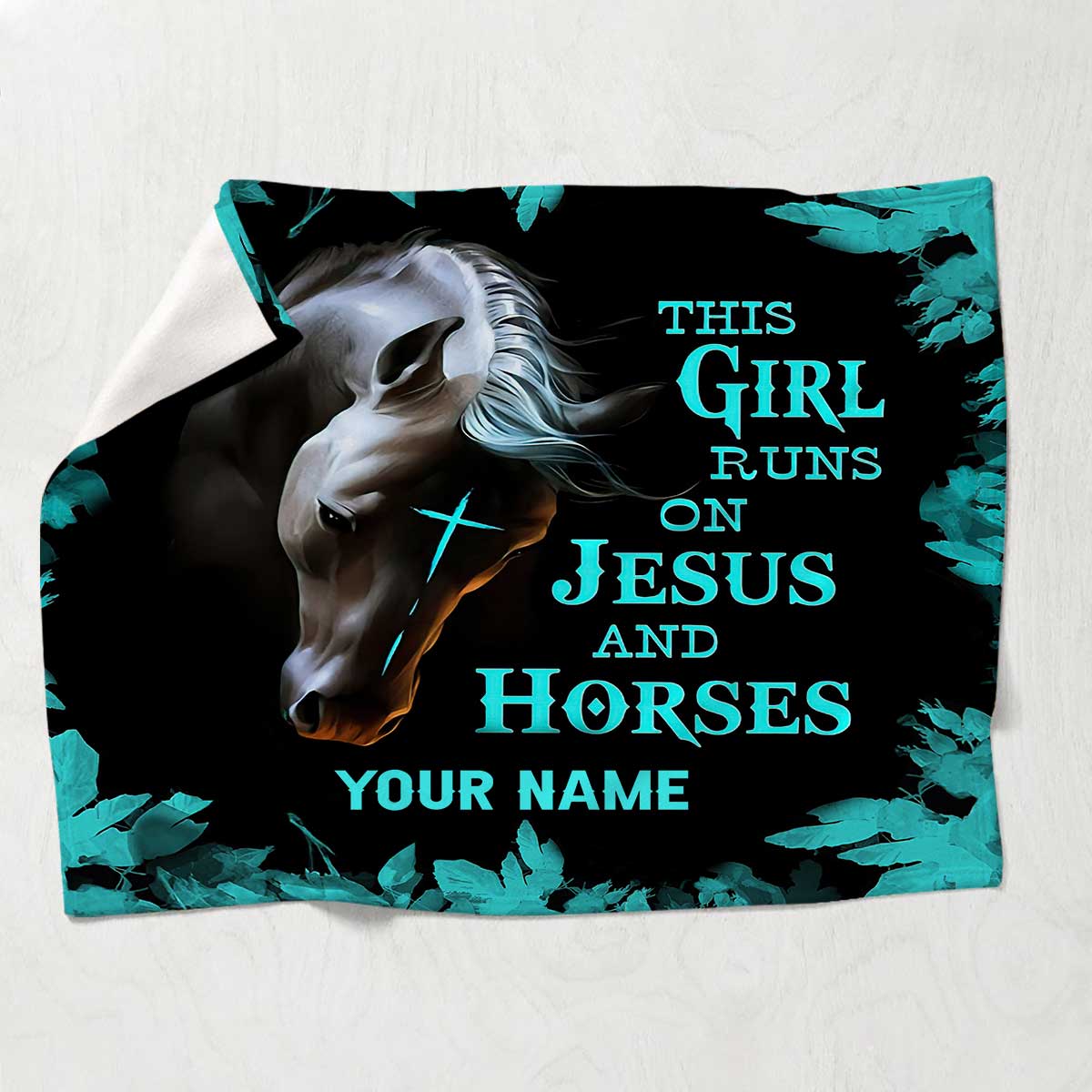 This Girl Runs On Jesus And Horse - Personalized Horse Blanket