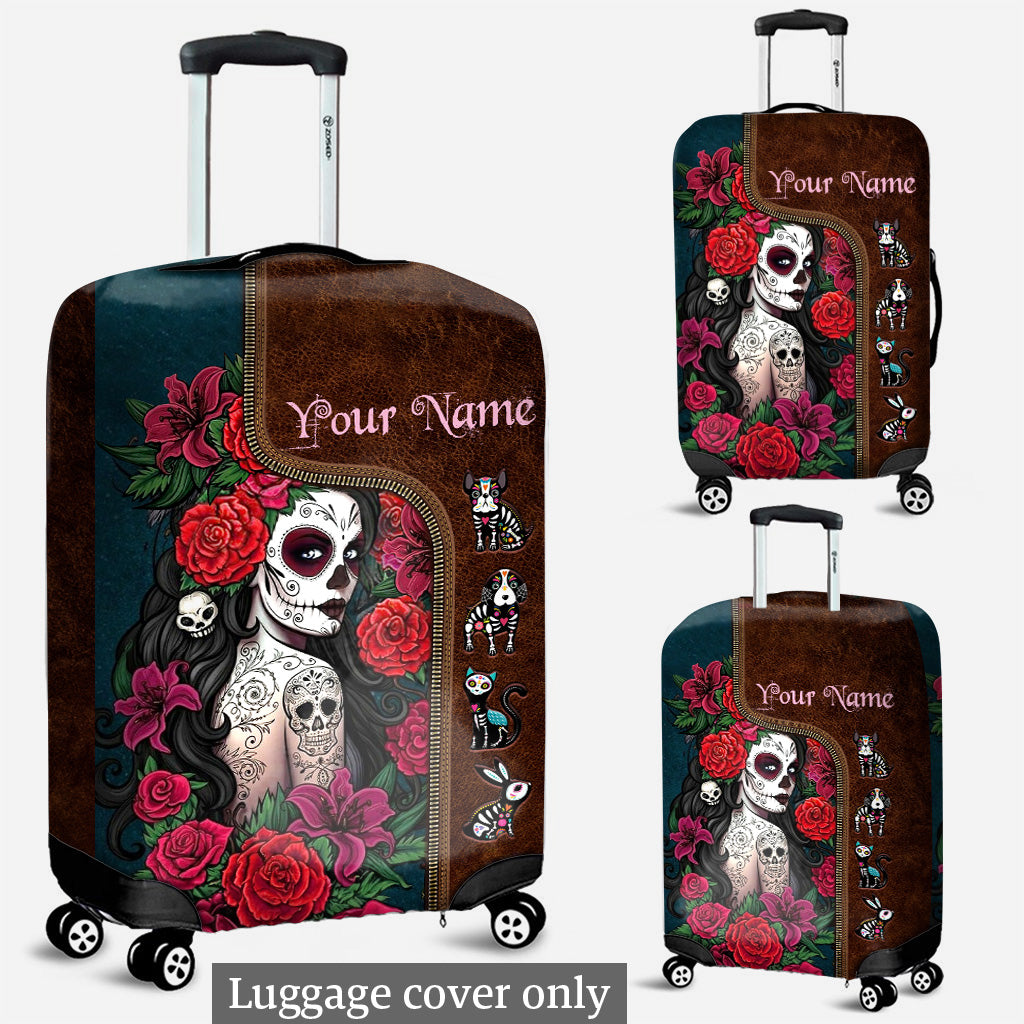Day Of The Dead - Personalized Latina Women Luggage Cover
